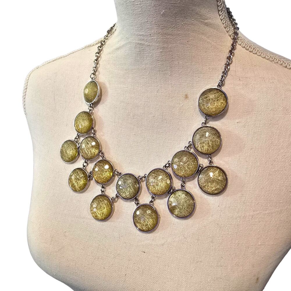 Necklace New York Bib Gold Tone Statement Chain Circles 20" Women SKU2362